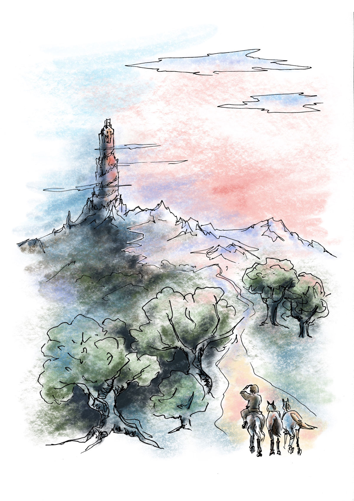 Watercolor interior illustration from Crodor the Ancient, Chapter 11