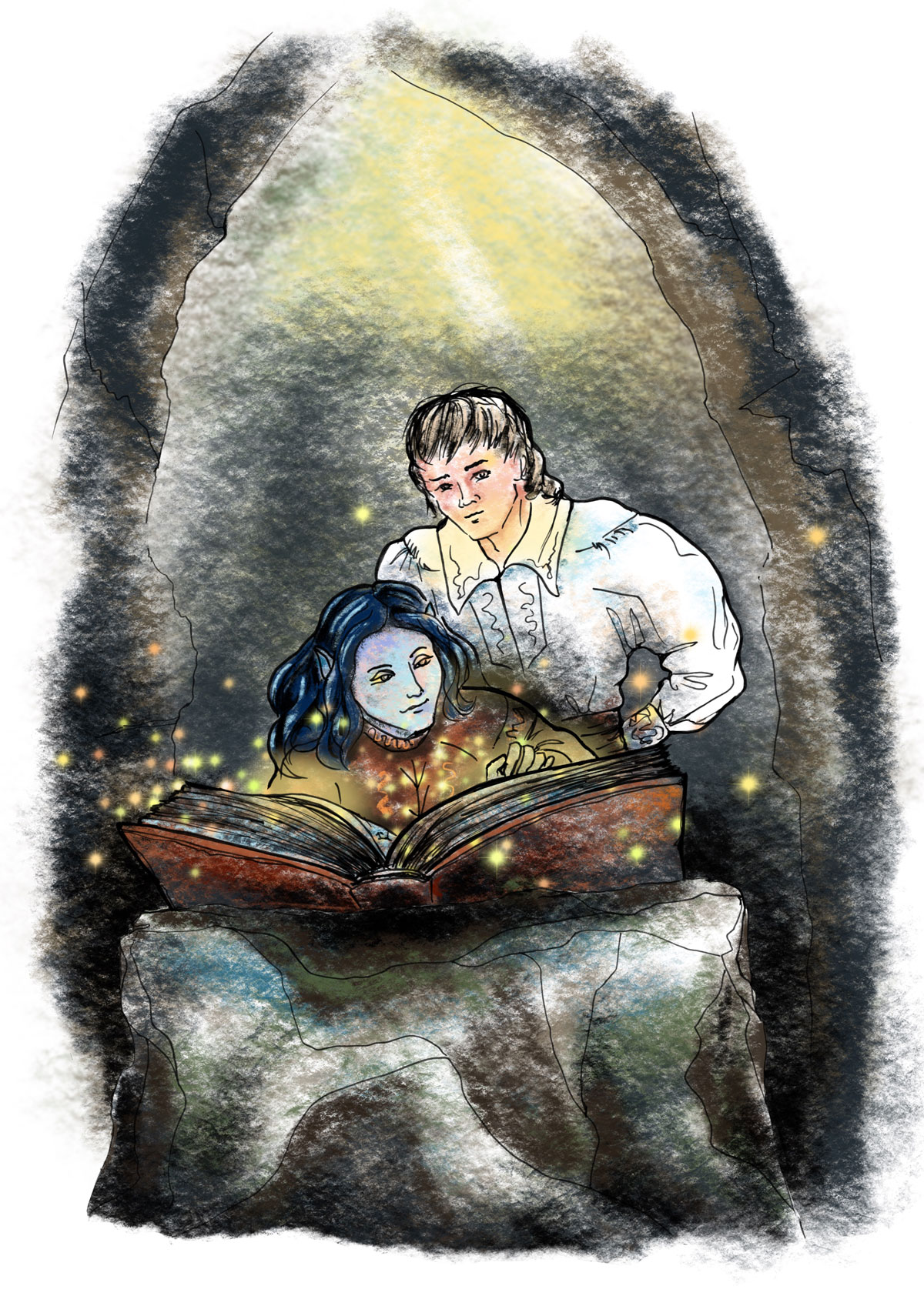 Watercolor interior illustration from Secret of the Kraken, Chapter 23