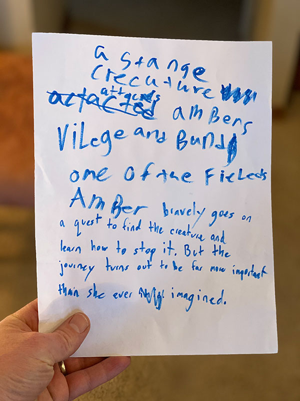 Blue's original handwritten synopsis of Phoenix Rising